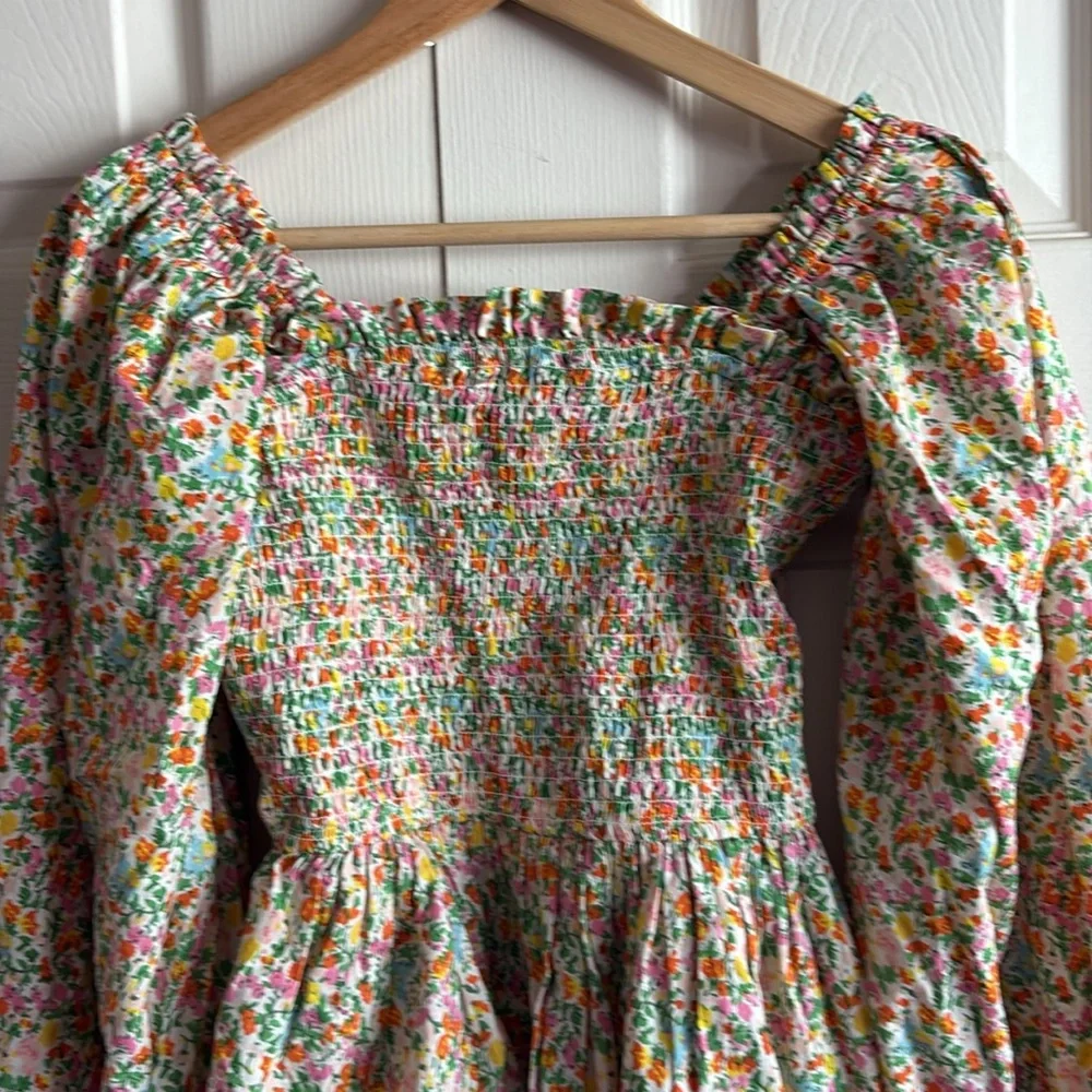 Elizabeth Wilson Designs Multicolor Floral Smocked Blouse - Picture 8 of 16